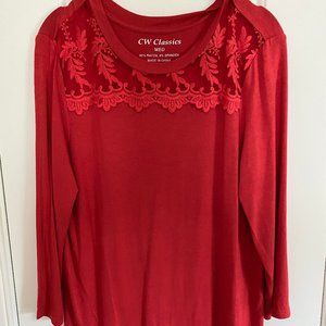 Women's Red Long Sleeve Top